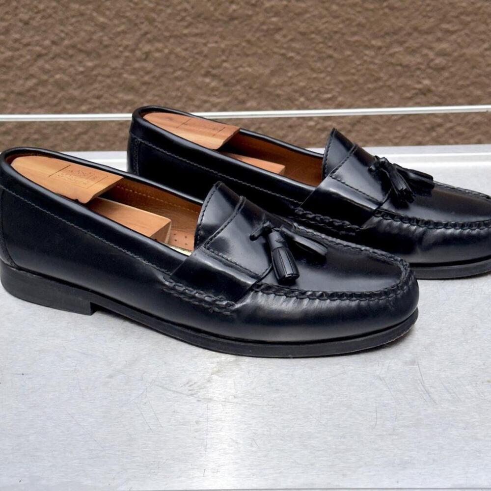 Johnston & Murphy Black Leather Loafers with Tassel - Size 10 M